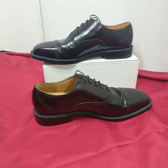 Rockport APM1141E Burgundy Leather Oxfords Cap Toe Dress Work Shoes Mens SZ 10 W - Picture 2 of 8